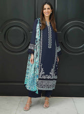 Sahar Embroidered Lawn 3 Piece Unstitched Suit S25FEV2 D-01 OCEANVEIL